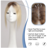 12-Inch Ombre Blonde Silk Base Straight Hair Topper - 100% Remy Human Hair Clip-In, 150% Density