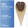 12-Inch Ombre Blonde Silk Base Straight Hair Topper - 100% Remy Human Hair Clip-In, 150% Density