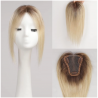 12-Inch Ombre Blonde Silk Base Straight Hair Topper - 100% Remy Human Hair Clip-In, 150% Density