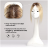 12-Inch Blonde Brown Silk Base Straight Hair Topper - 100% Remy Human Hair Clip-In, 150% Density